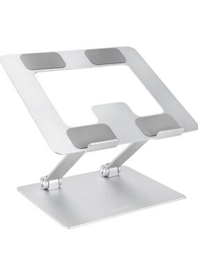 Adjustable Silver Tablet & Laptop Stand - Portable Desk Mount